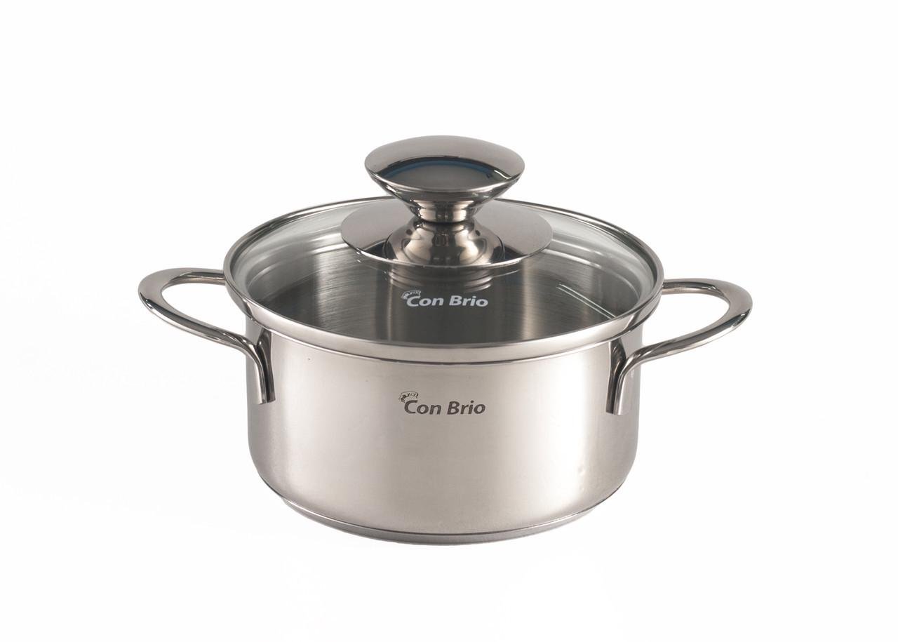 Кастрюля нержавеющая Con Brio с крышкой 12 см 0,7 л (CB-1100)