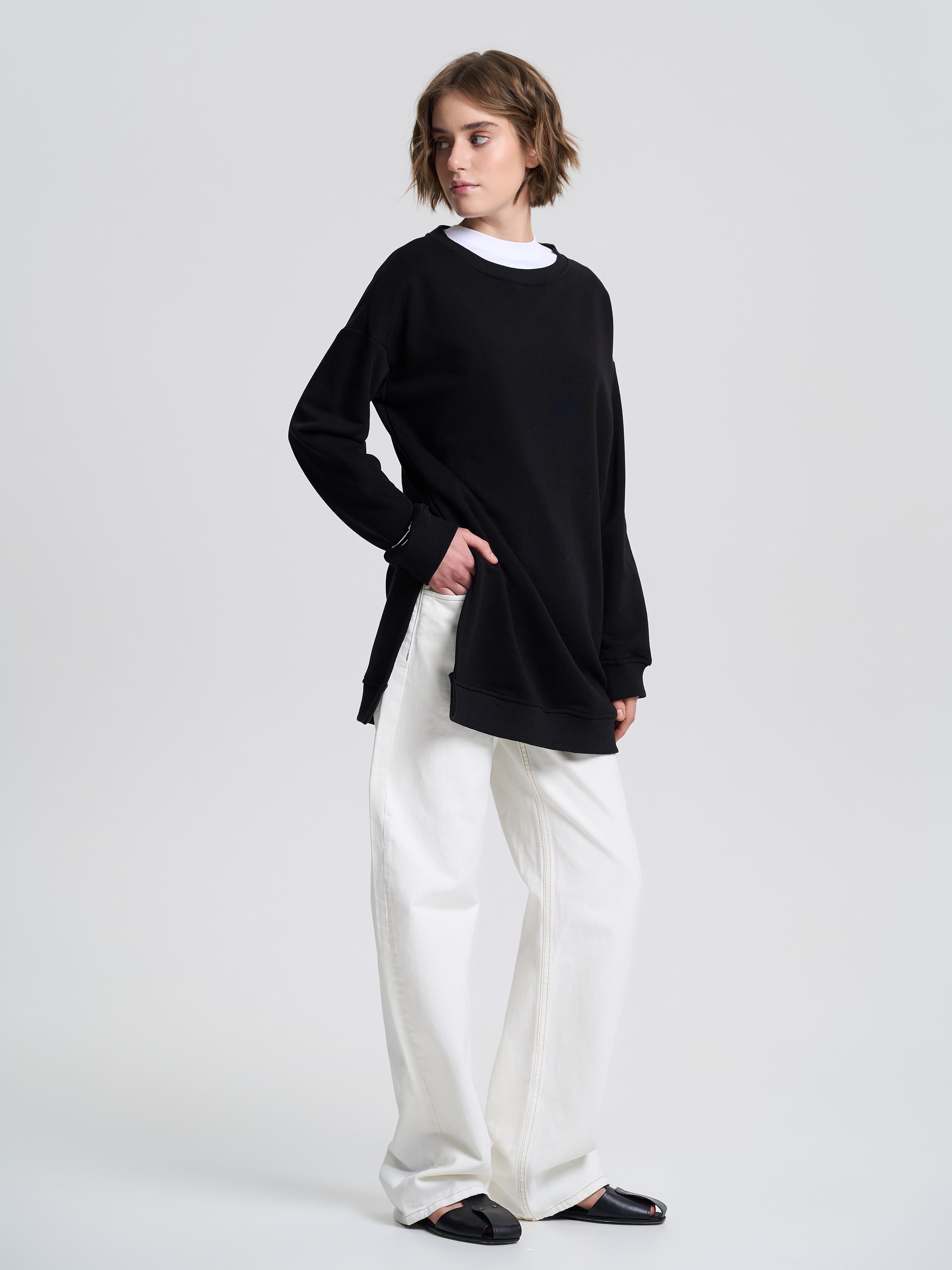 Свитшот-туника женский ROZA 240647 XS Черный (4824005719165) - фото 2