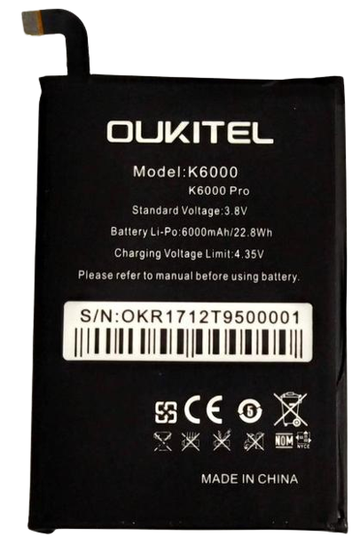 Аккумуляторная батарея для Oukitel K6000/K6000 Pro 6000 mAh (000042970)