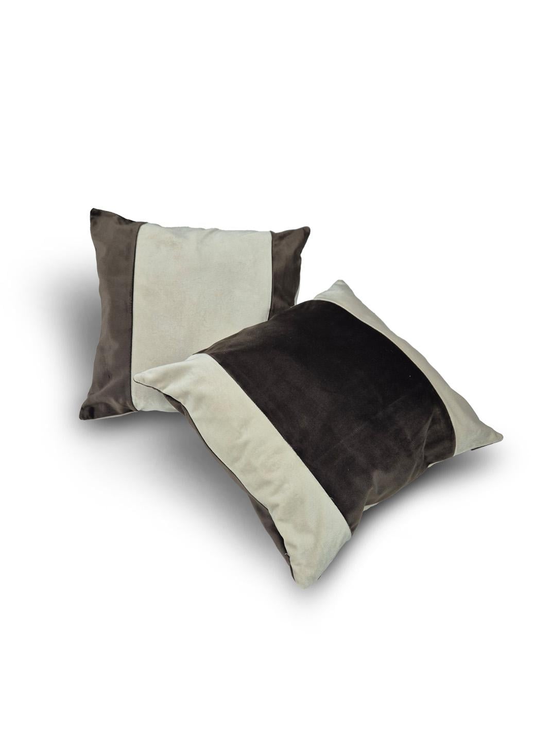 Комплект декоративних подушок Firanka Бархат 35х32 см 2 шт. Шоколадний з бежевим (п_0803)