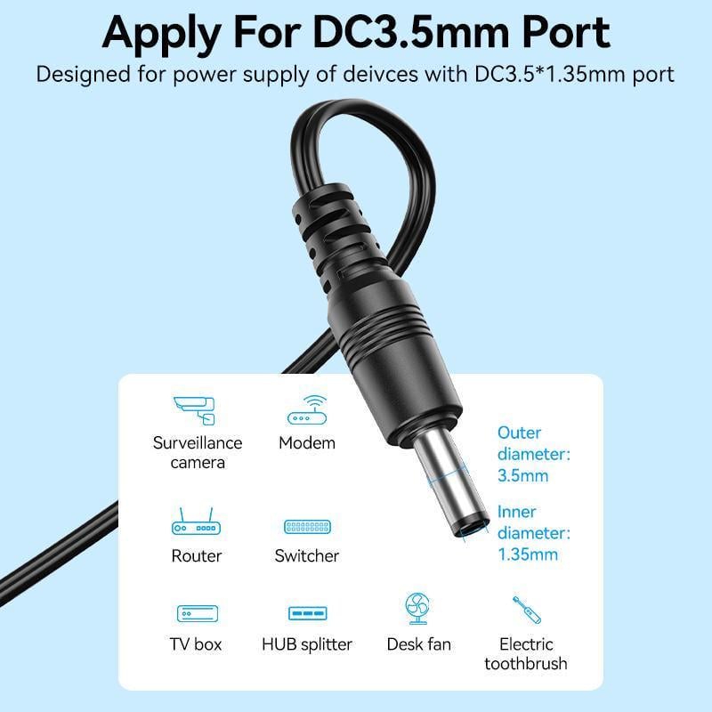 Блок питания Vention DC 3,5 мм х 1.35 мм 5W 5В/1А AC-DC Черный (TPQ-236A050100VW01) - фото 4