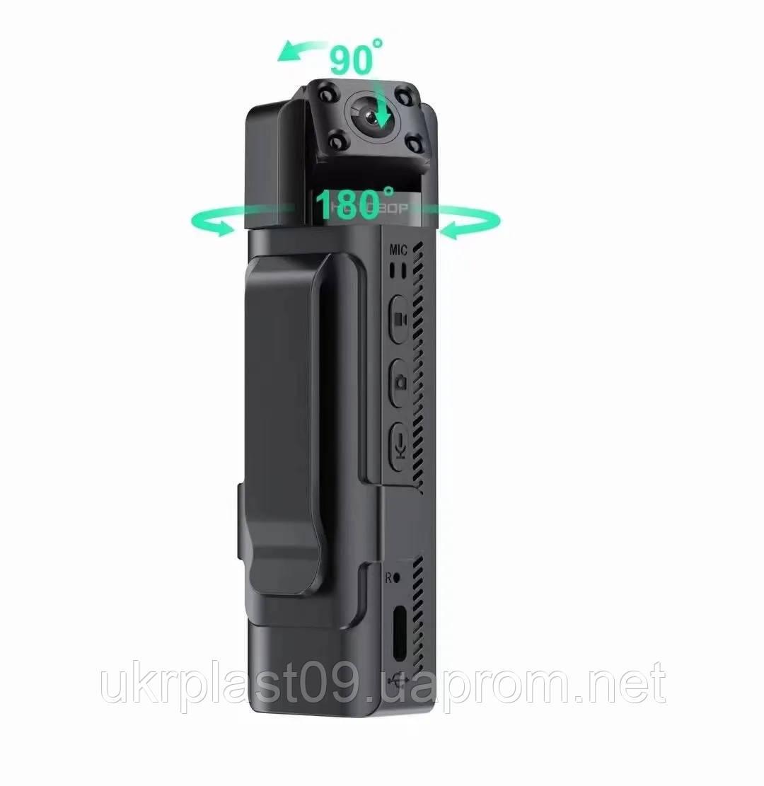 Боди-камера нагрудная HD H1080 p2p WiFi поворотная аккумулятор 1000мАч - фото 2