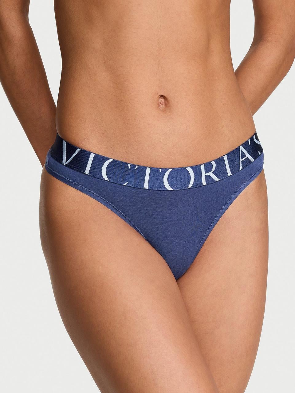 Трусики женские Victoria's Secret Exploded Logo Cotton Thong S Синий (2978951932)