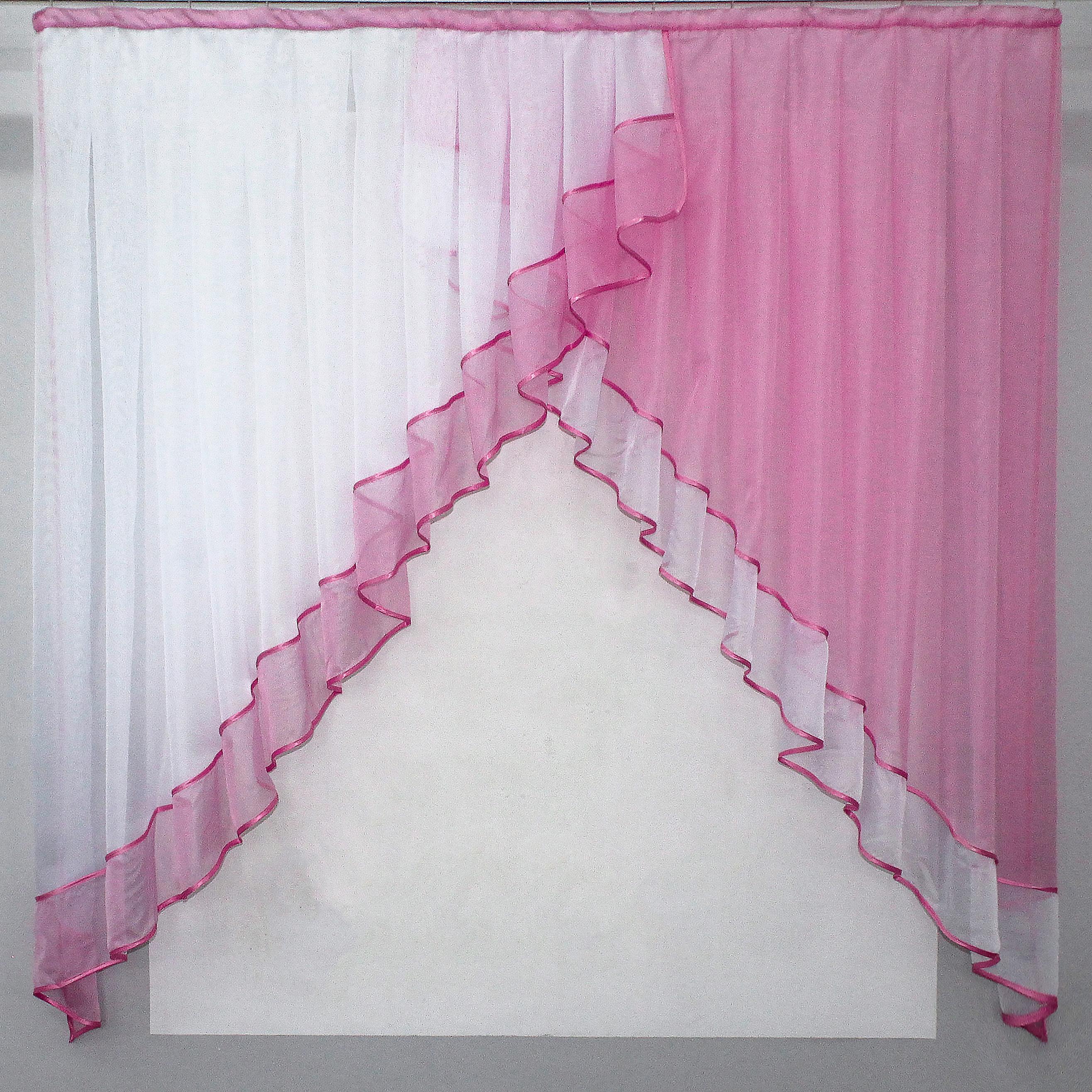 Фіранка кухонна VR-Textil № 023к 150х150 см Рожевий/Білий (50-523) - фото 1 Фіранка кухонна VR-Textil № 023к 150х150 см Рожевий/Білий (50-523) - фото 1