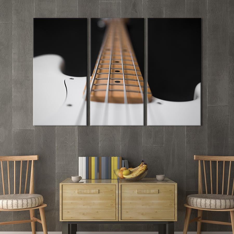 Модульная картина триптих Белая гитара 128x81 см (527-31)