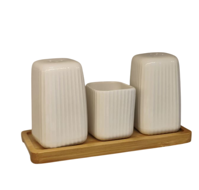 Набор для специй Limited Edition Classic Line на бамбуковой подставке соль/перец/для зубочисток 3 пр. (B010803)