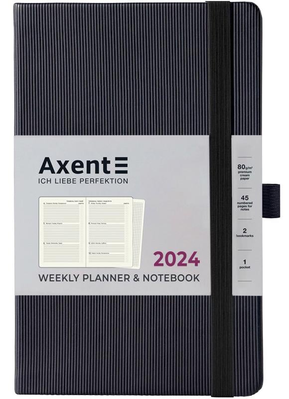 Еженедельник AXENT 2024 Partner Lines 125x195 Черный (8515-24-01-A)