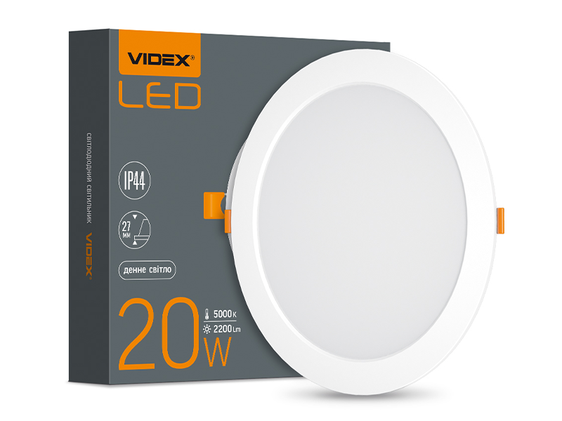 Светильник встроенный LED Videx Back круглый 5000K 20W Белый (VL-DLBR-205)