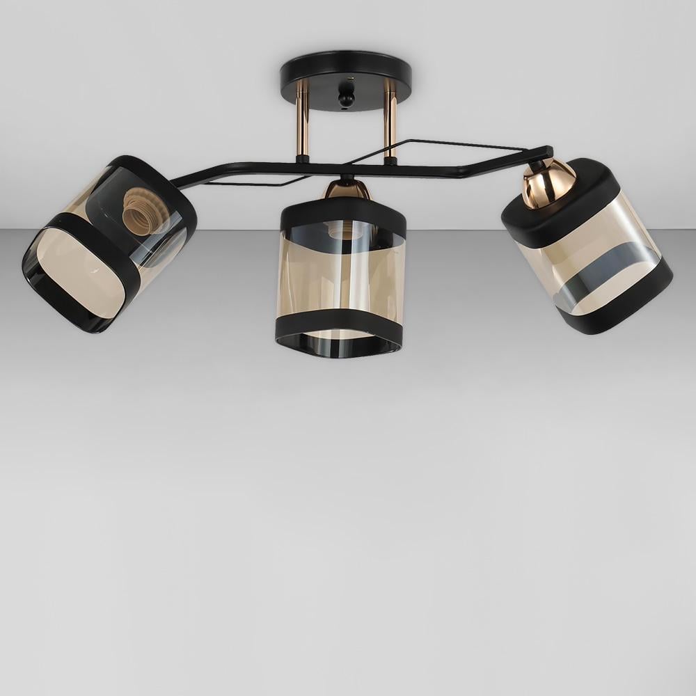 Люстра потолочная лофт Light House SC-18609/3 BK+FG 570х170х250 мм Черный с золотом