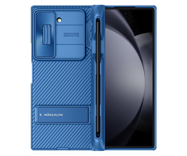 Чехол-накладка Nillkin Cam Shield Pen Holder для Samsung Galaxy Fold6 c подставкой и держателем для стилуса Синий