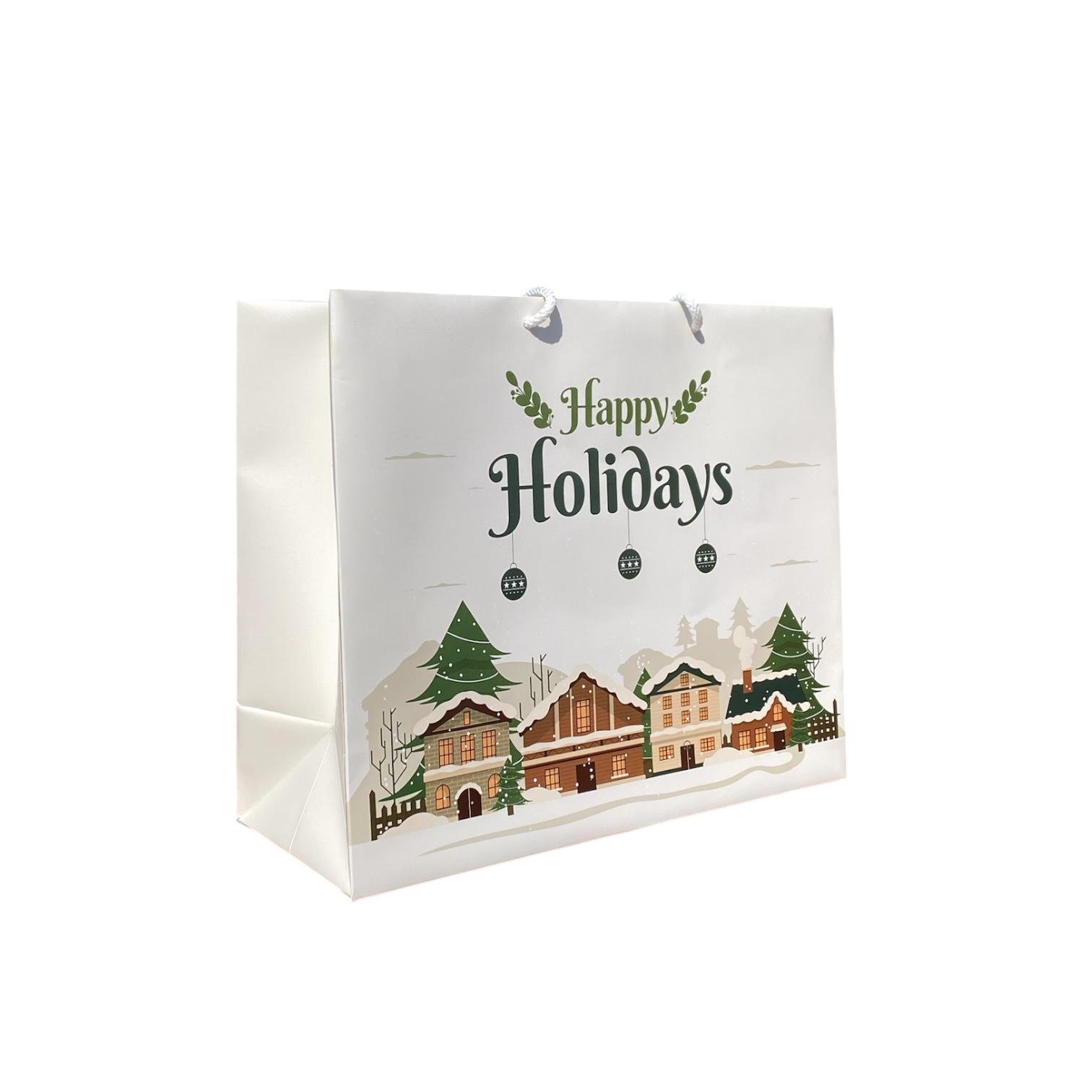 Пакет подарунковий Happy holiday 250х300х120 мм з мотузковими ручками (ПП00001)