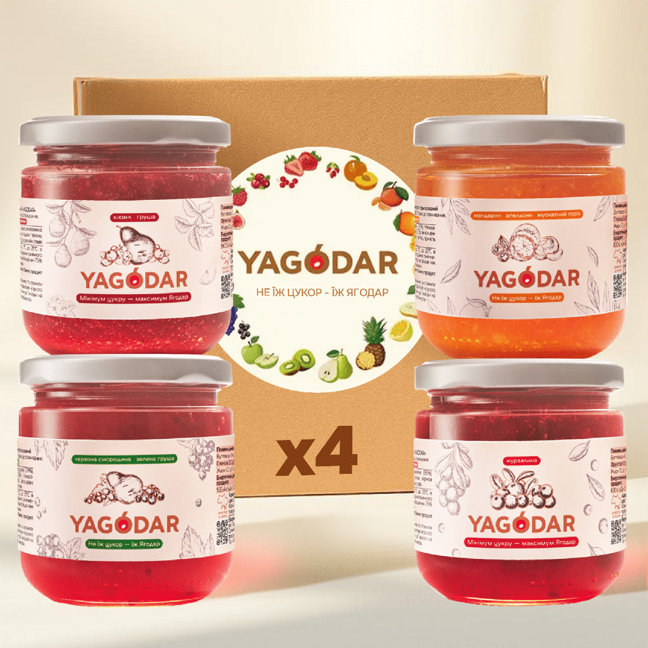 Джем цитрусовый кизил-груша клюква смородина-груша 4 шт. (2229456548)