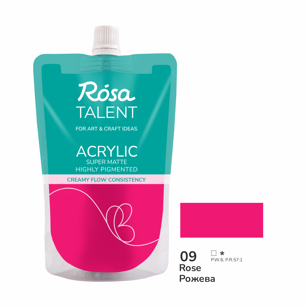 Акриловая краска Rosa Talent 200 мл 09 Розовая (Az1-4823098548850)