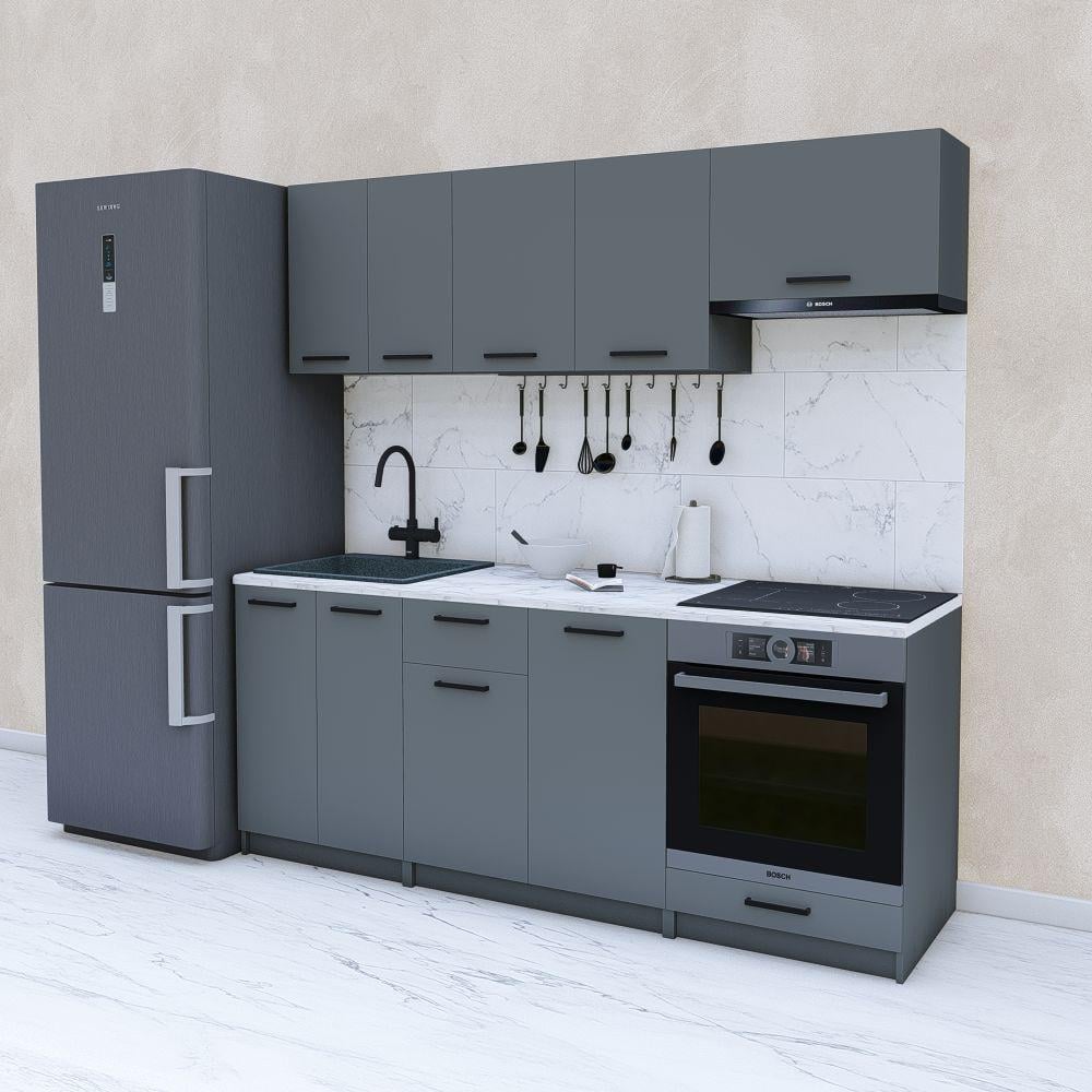 Кухня модульна готова 2 м 200 см Графіт (МП38б) - фото 1 Кухня модульна готова 2 м 200 см Графіт (МП38б) - фото 1