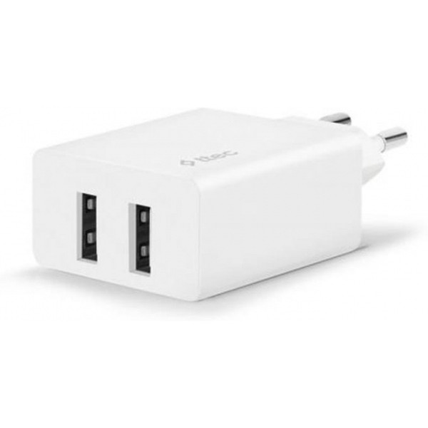 Сетевое зарядное устройство Ttec SmartCharger DUO 2xUSB 2.4А/12Вт White (2SCS21B)