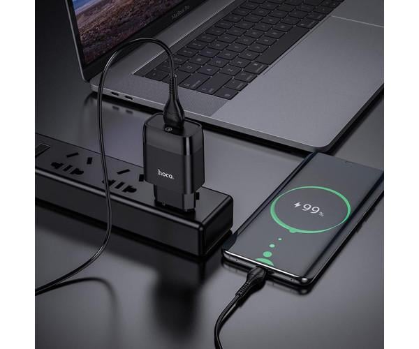Устройство сетевое зарядное Hoco C72Q USB 2A QC3.0 18 W microUSB 1 м Черный - фото 3 Устройство сетевое зарядное Hoco C72Q USB 2A QC3.0 18 W microUSB 1 м Черный - фото 3
