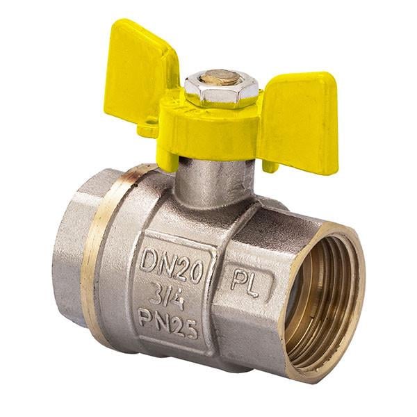 Кран шаровой G-Ferro 602 FE0560 3/4" ВВ для газа бабочка (81222)