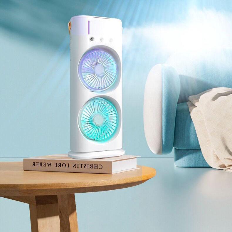 Вентилятор настольный двойной Double-ended Spray Fan LED USB с пультом - фото 3