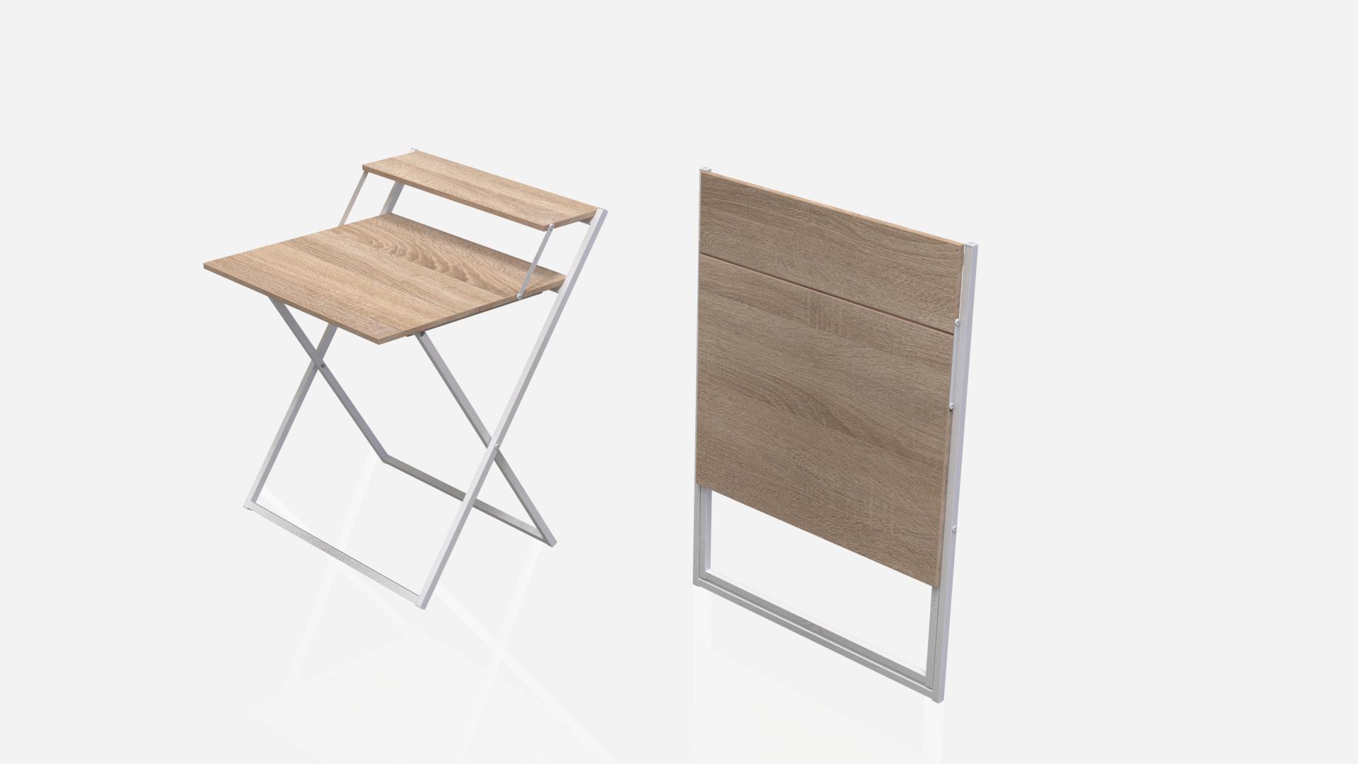 Стол трансформер компьютерный Ferrum-decor Компакт 2 16 мм 750x790x720 мм металл Белый/ДСП Дуб Сонома (KOM211) - фото 3