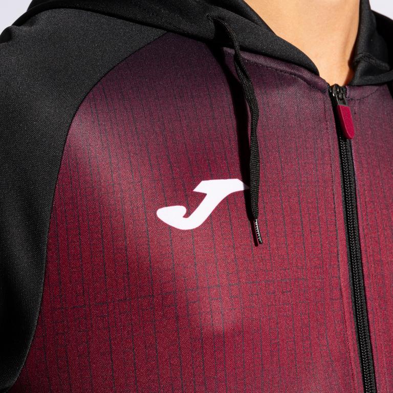 Олімпійка Joma 103236.115 Tiger V Zip-Up Hoodie M Black/Burgundy (8445757238214) - фото 3