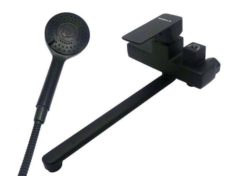 Смеситель для ванны Millz излив прямой 30 см Черный матовый (RS-MRS-15-35-043)