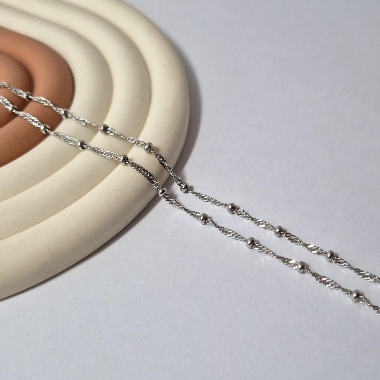 Цепочка серебряная сингапур с шариками серебро 925 пробы родированное 4,50 г 50 см (193р2/50)