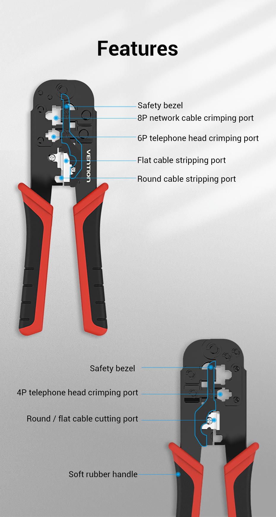 Кримпер Vention 8P 6P 4P для кабеля Cat 5e/6 185 мм (29516835) - фото 9