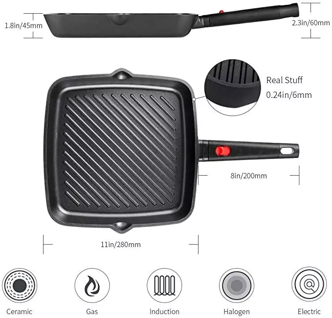 Сковорода-гриль Skylight із антипригарним покриттям 27 см (28429619) - фото 2