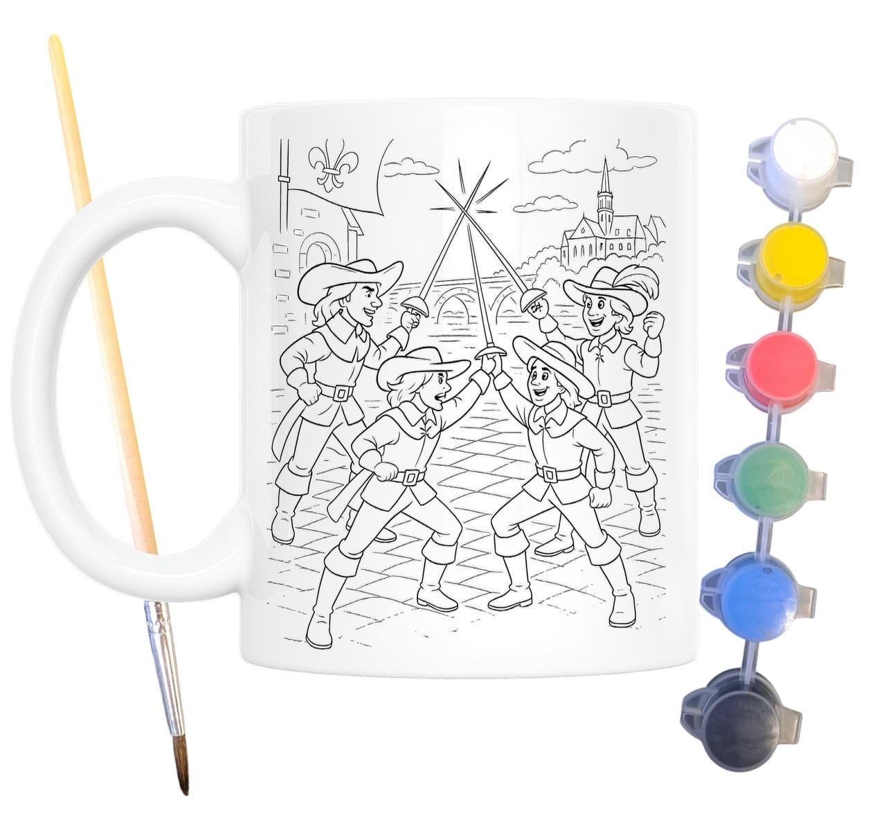 Набор для творчества кружка раскраска Д’Артаньян и три мушкетёра по мотивам книги Александра Дюма 330 мл Белый (КР0201)