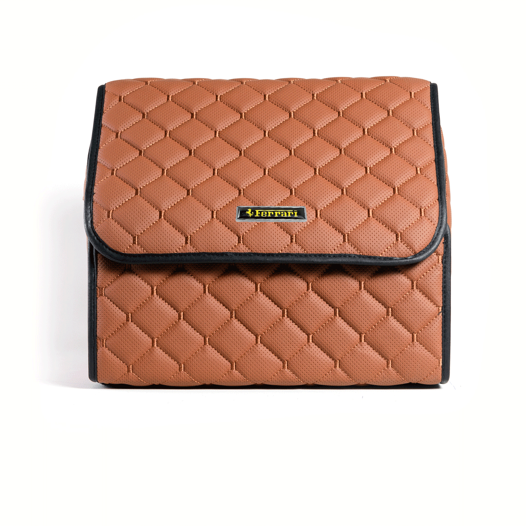 Сумка-органайзер с лого Ferrari в багажник CarsBAG Экокожа 30x35x30 см Коричневый (acb-1036-3-30х35х30-2)