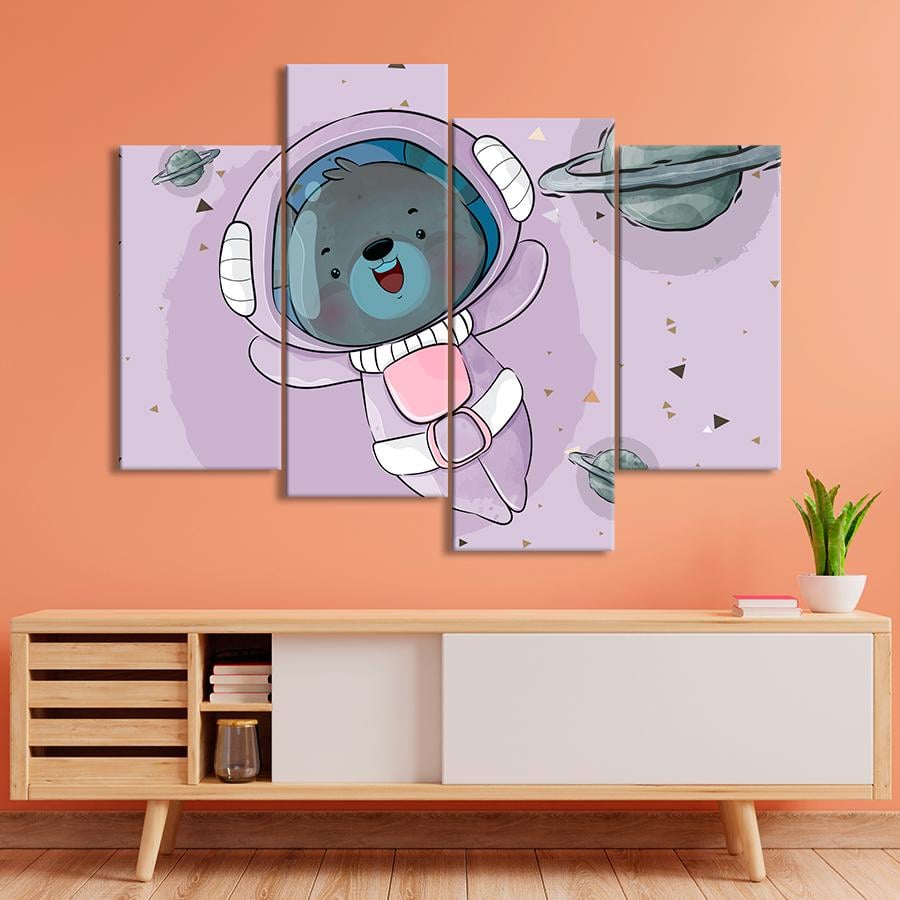 Картина в детскую комнату Милый медведь коала в космосе 149x106 см (A1379-4)