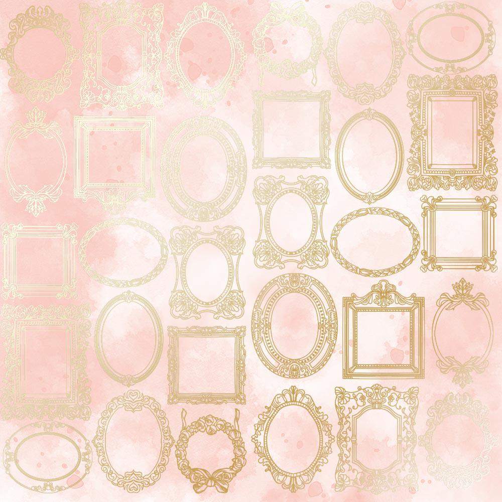 Лист паперу односторонній Golden Frames з фольгуванням 30,5х30,5 см Vintage Pink/Watercolor