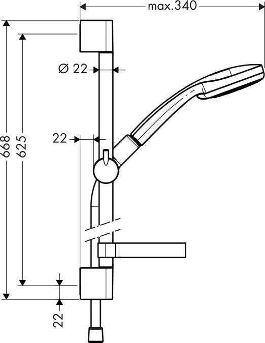 Душевой комплект Hansgrohe CROMА 100 Vario 27772000 со штангой Хром (111623) - фото 2