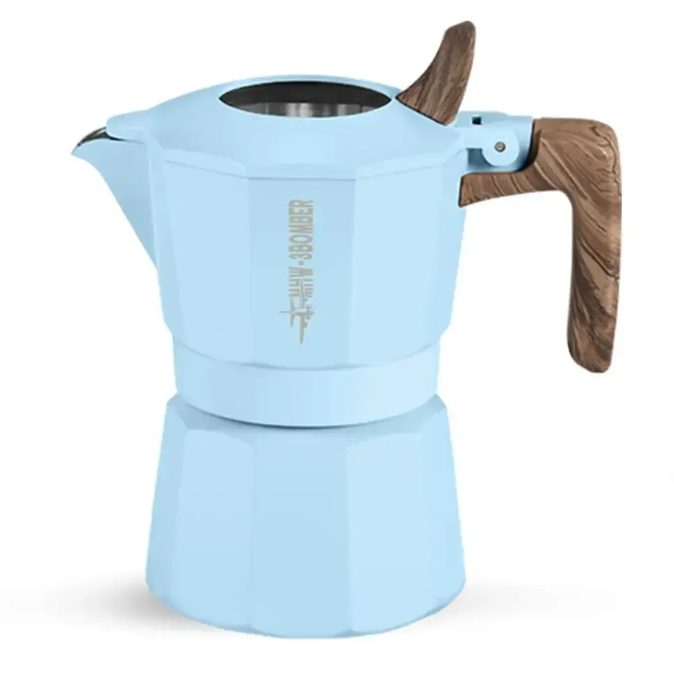 Гейзерна кавоварка MHW-3BOMBER Doule Valve Moka Pot 100 мл Блакитний (M6575BL)