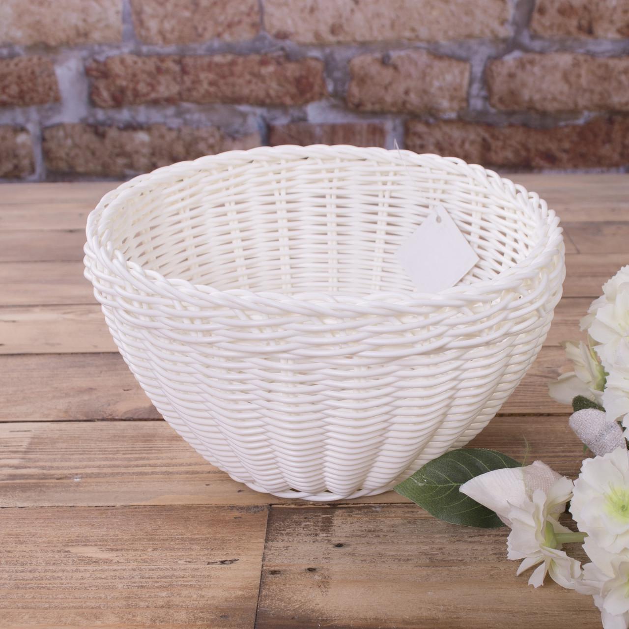 Кашпо плетеное бочка Белый (3416-6)