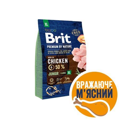 Корм сухий Brit Premium Dog Junior XL для цуценят та юніорів гігантських порід з куркою 3 кг - фото 2 Корм сухий Brit Premium Dog Junior XL для цуценят та юніорів гігантських порід з куркою 3 кг - фото 2
