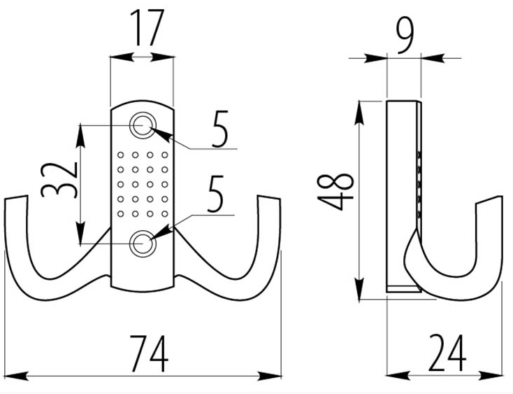 Крючок для одежды настенный GTV B0-K23 металлический Сатин (24786441) - фото 2