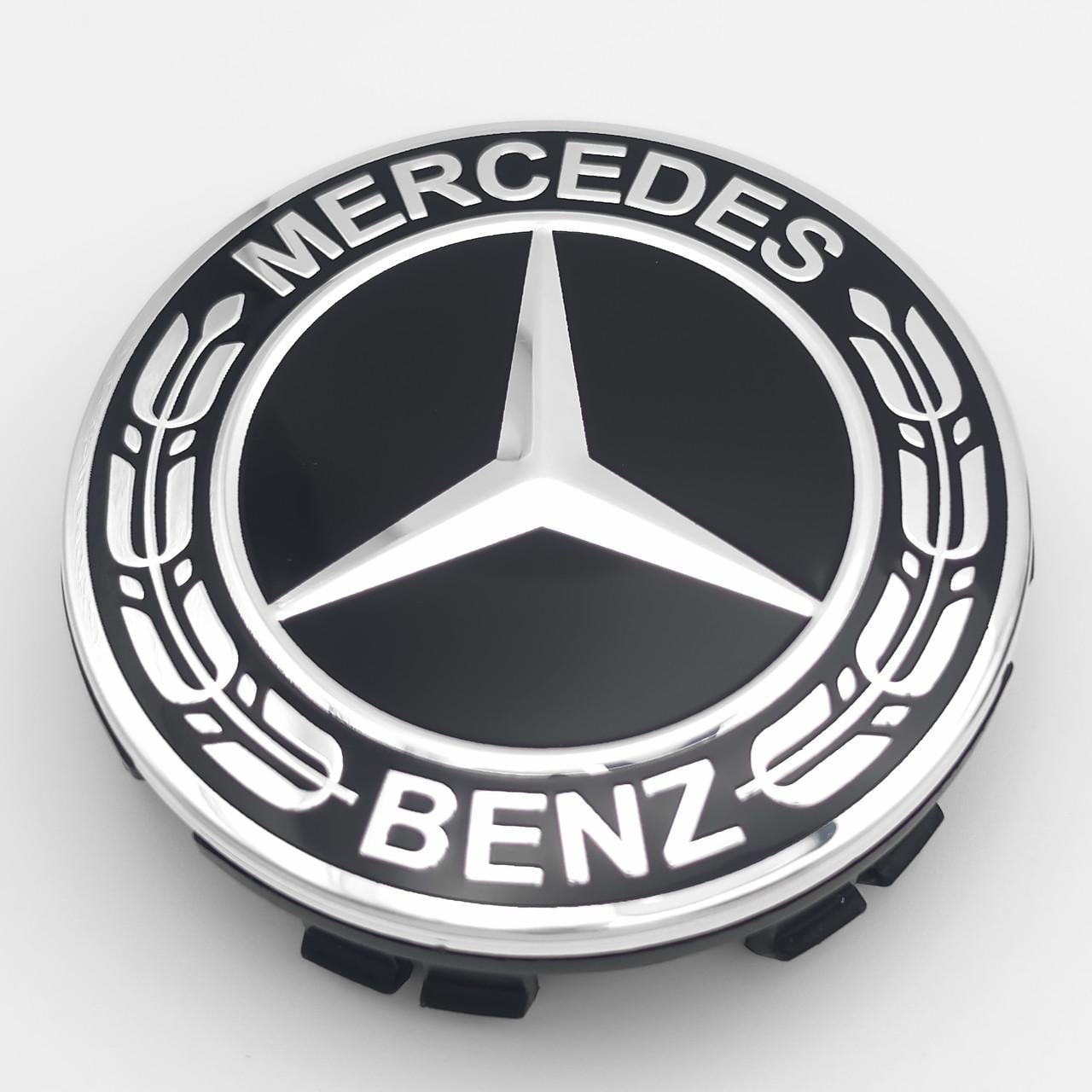 Ковпачок заглушка маточини колеса Mercedes Benz 75 мм тип 3 Чорний /Хром (3012487538)