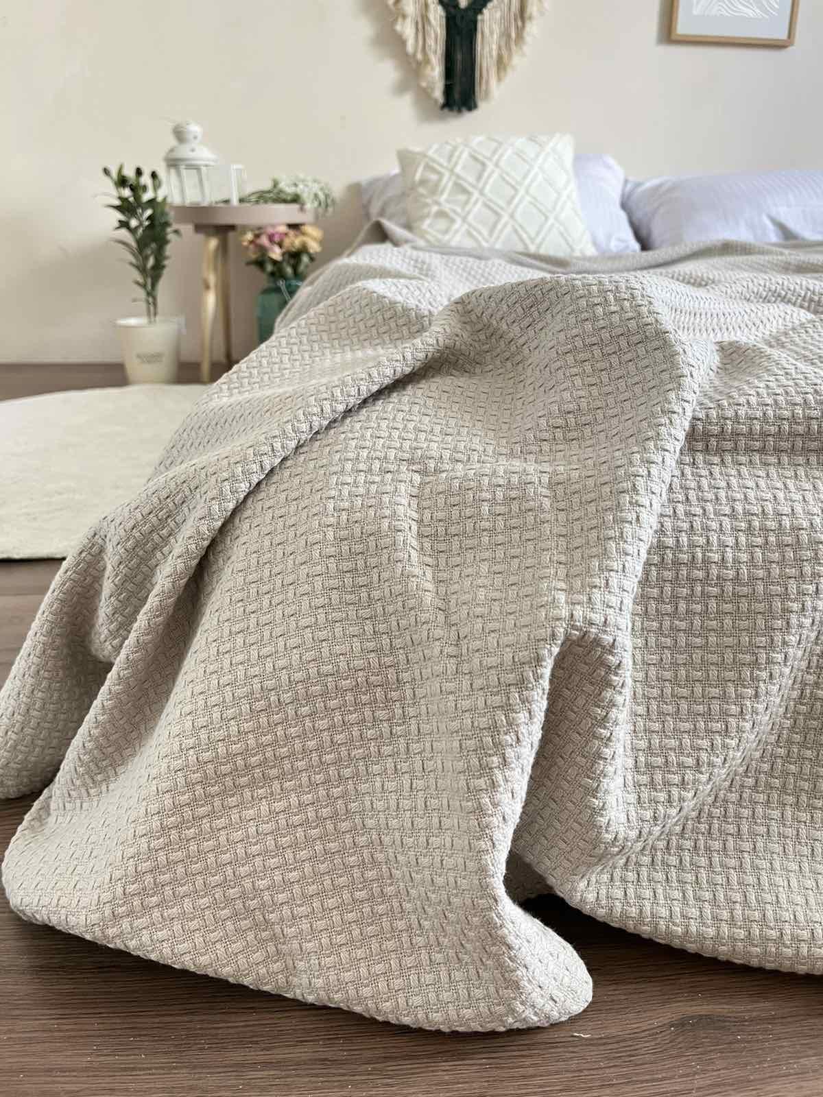 Покрывало хлопковое Wheat 220х240 см Серо-бежевый (18998882) - фото 3 Покрывало хлопковое Wheat 220х240 см Серо-бежевый (18998882) - фото 3