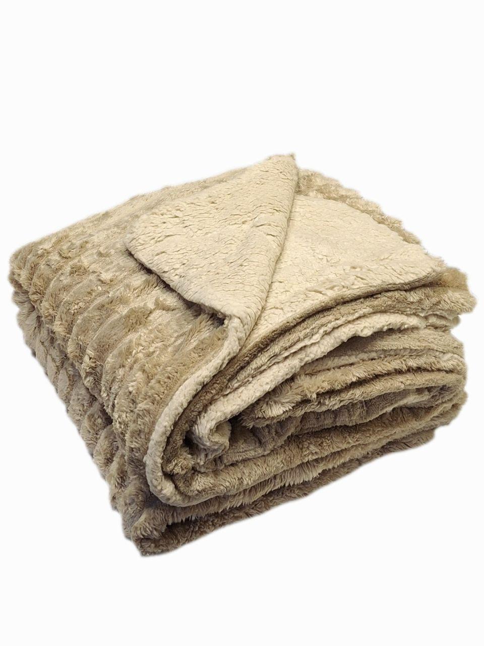 Плед на овчині Шарпей Королівська смужка 200x230 см Бежевий (1685) - фото 1