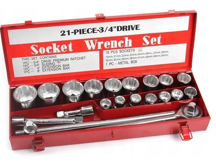 Головки ударные торцевые LEX LX58250 21 шт. 19-50 мм 3/4" металлический кейс (10966)