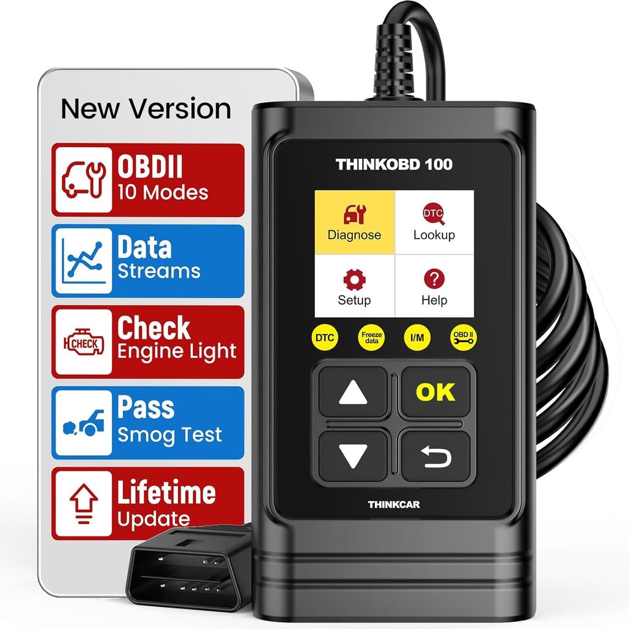 Зчитувач кодів автомобільний THINKCAR OBD100 OBD2/EOBD універсальний несправностей двигуна (32131959)