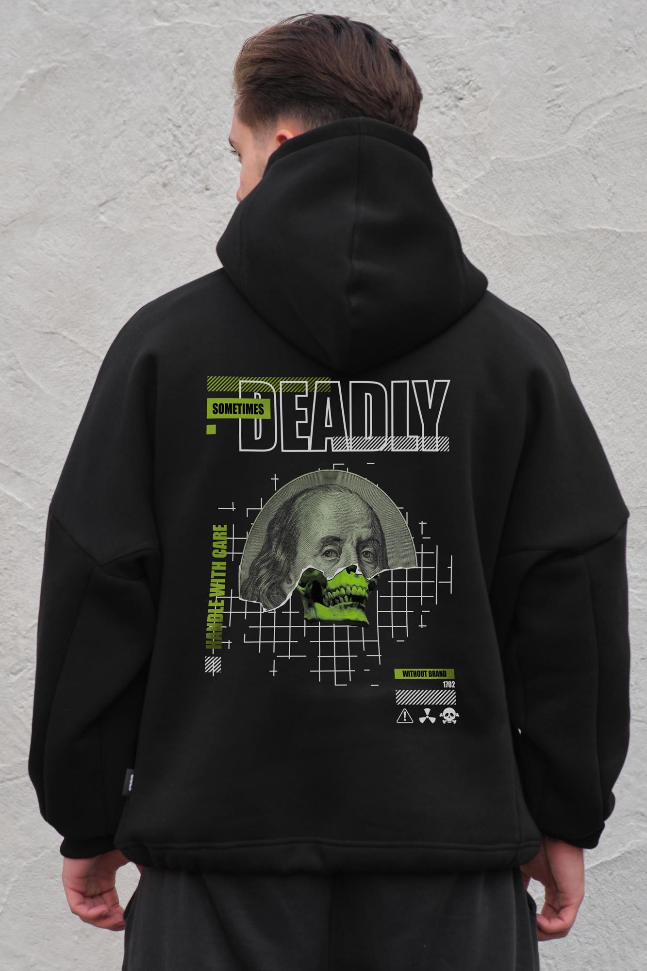 Худи на флисе Without с капюшоном и принтом Deadly оверсайз Black (8055510) Худи на флисе Without с капюшоном и принтом Deadly оверсайз Black (8055510)