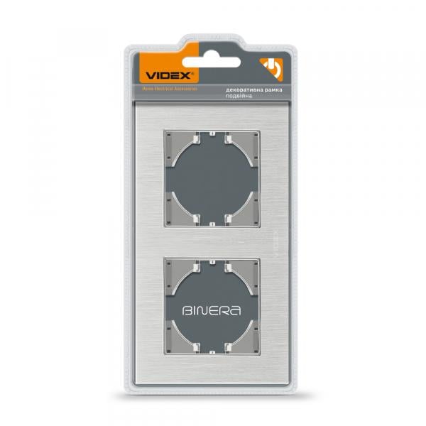 Рамка Videx на 2 місця горизонтальна Срібний алюміній