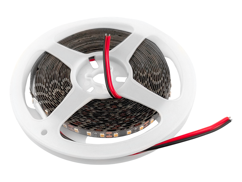 Светодиодная лента 2835-120led-8mm-12V IP20 10W/m 24-26Lm/led двойная Черный плата 3000К CRI80 5 м бухта LEDUA (9980)