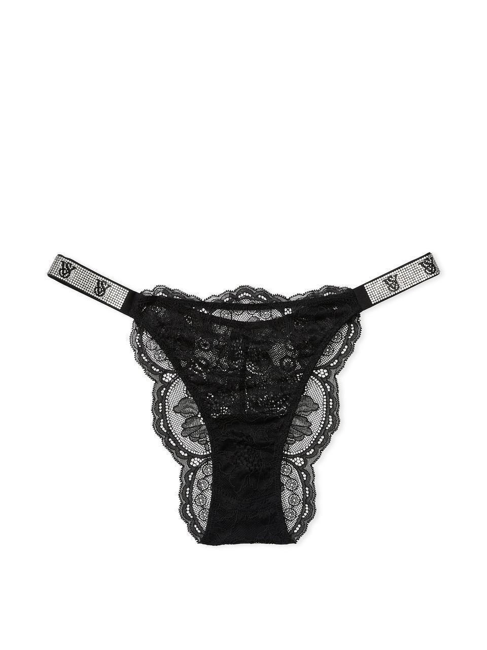 Трусы женские Victoria's Secret Shine Strap Lace Brazilian M Черный (15397517) - фото 3