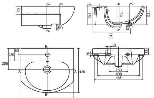 Умывальник мебельный Kolo RUNA L81950000 500x420x150 мм Белый (84141) - фото 4 Умывальник мебельный Kolo RUNA L81950000 500x420x150 мм Белый (84141) - фото 4