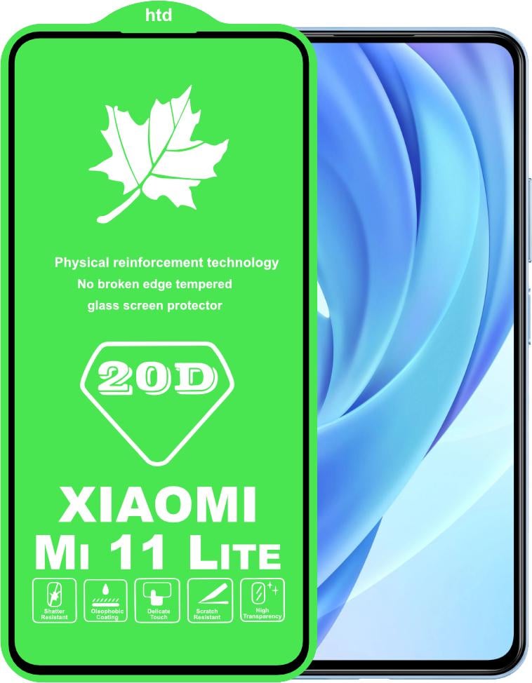 Защитное стекло 20D Glass для Xiaomi Mi 11 Lite большой радиус (22375)