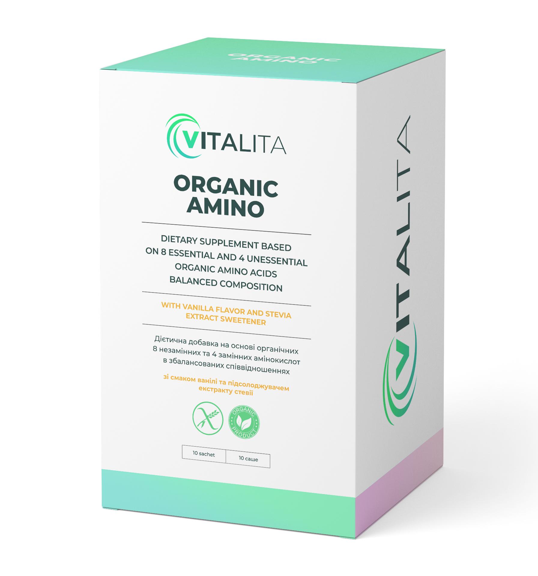 Добавка дієтична VITALITA Organic Amino на основі органічних амінокислот 10 саше по 8 г (4820260990028) - фото 2