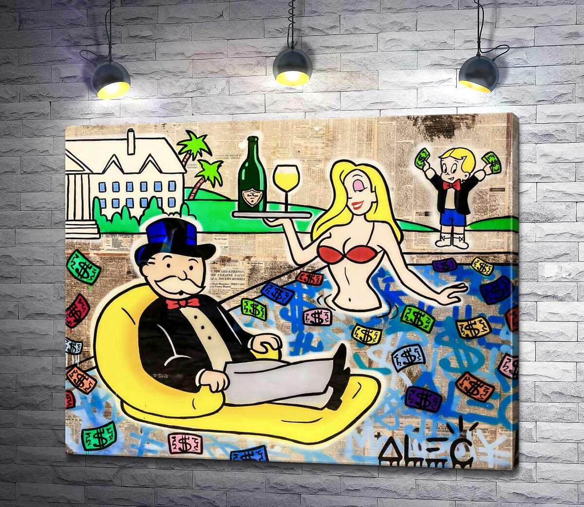 Картина ArtPoster Цветной денежный бассейн (Colorful Money Pool) – Алек Монополи (Alec Monopoly) 130x105 см Модуль №1 (000331)
